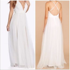 White Pleated Tulle Dress